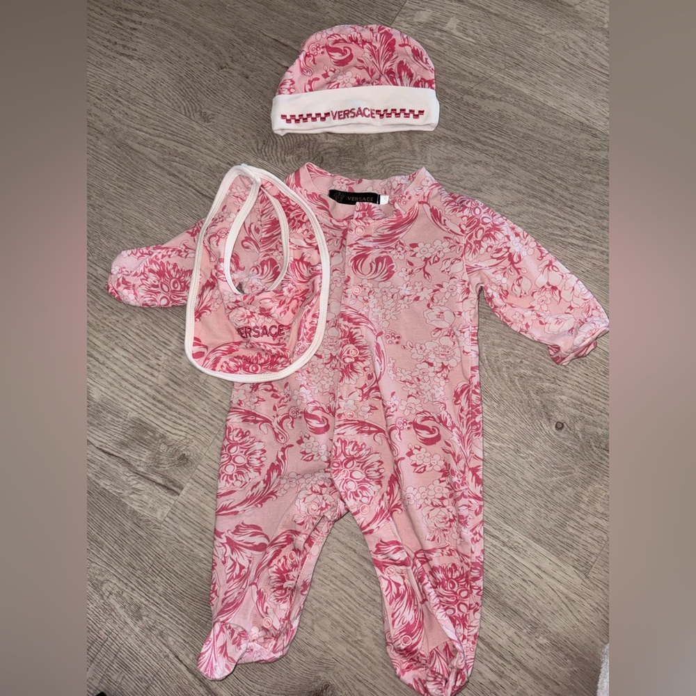 Versace Floral Pink Kids Footie Set